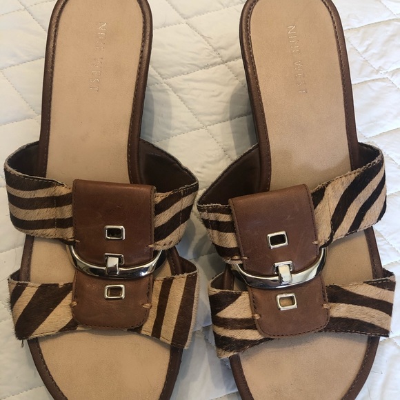 Nine West Animal Print Leather Sandals Size 7M - Picture 3 of 4